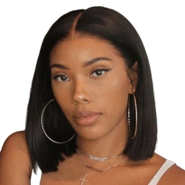 10 Inch Double Drawn Glueless Bob Wig Brazilian Hair 5x5 HD Lace Closure