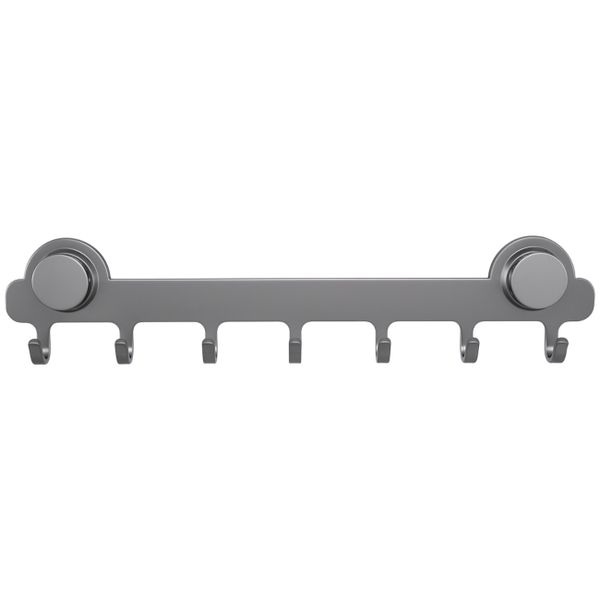 Space-Saving Hook Rail With Suction Cups - Silver