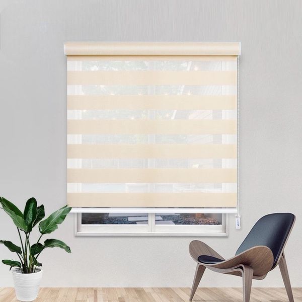 Modern Quality Zebra Blinds Dual Layer, Day Night Blinds for Windows - Peach