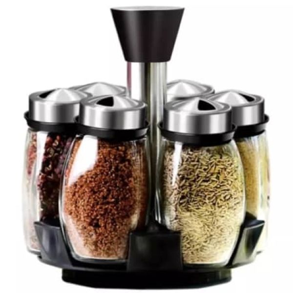 6 Piece Glass Spice Jar Rack With Rotating Stand | Shop Today. Get it ...