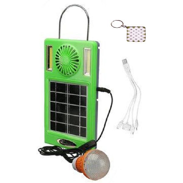 Solar Powered Emergency Light Bulb With Mini Fan &amp; Key Holder