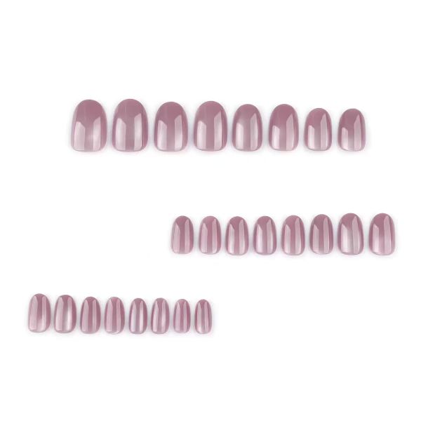 Fashionable Short Round Pink Wearable Nail Tips, 24 Pieces