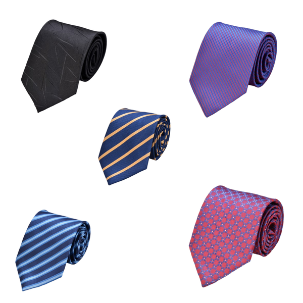 Unique Men's Necktie Tie Necktie Men's Hand Tied Unique Ties - 5 Piece Set