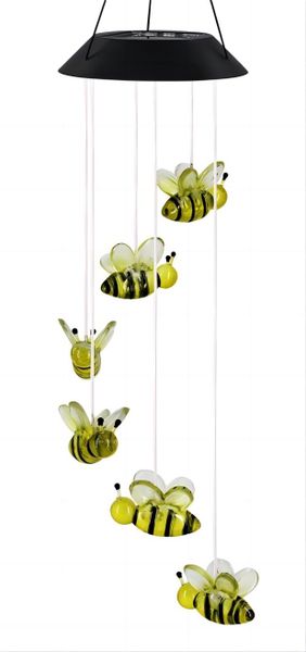 LED Solar Honeybee Wind Chime for Outdoor Decorations