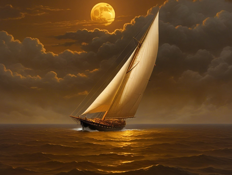 Modern Canvas Wall Art Home Decor - Moonlit Sail