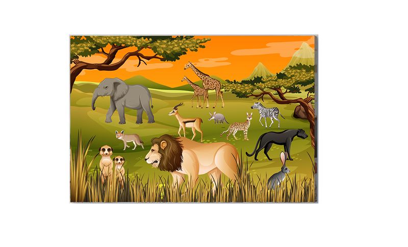 Full Colour Cotton Canvas - Animal Safari Wall Art for Home /Office Decor