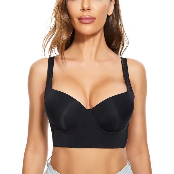 Women Push Up Bra Corset Top Bustier Padded Underwire Bra Add One Cup
