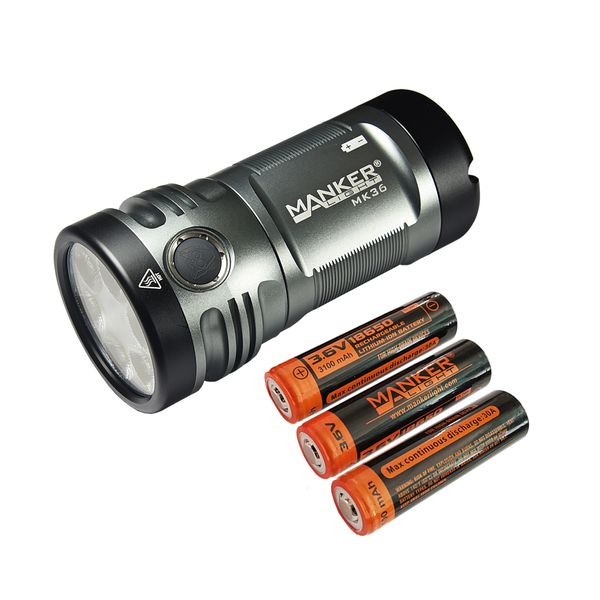 Manker MK36 NW Flashlight Bundle, 12000 Lumen, 332m throw - Rechargeable