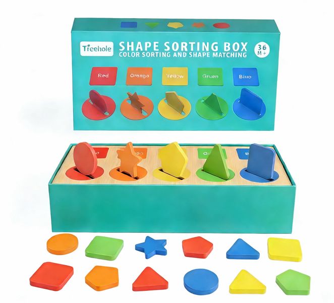 Wooden Color and Shape Sorting Box Toy For Kids - Fun &amp; Educational
