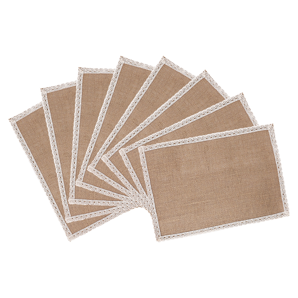 Linen Table Mat Lace Placemat Set Jute Woven Tableware Mat