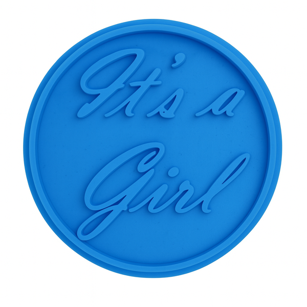 It's a Girl Fondant Stamp - 3D Printed - Pink (6cm)