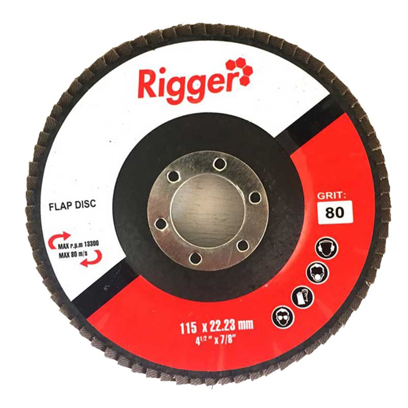 Rigger Abrasive DIY Flap Disc 115mm x 22.23mm 80 Grit Shop Today
