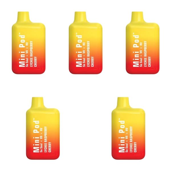Mini Pod 1000 Puffs Disposable Vape - Lychee Raspberry Cherry (Pack of 5)
