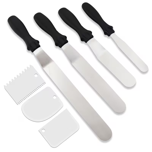 7pcs Stainless Steel Cake Spatula Set with 10.16/15.24/20.32/25.4 cm Blades