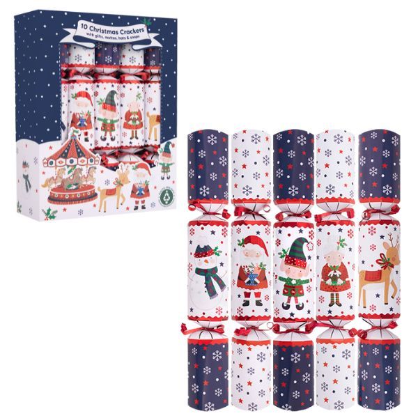 Christmas Crackers 10-Pack Santa &amp; Friends-Eco-Friendly Festive Table Decor