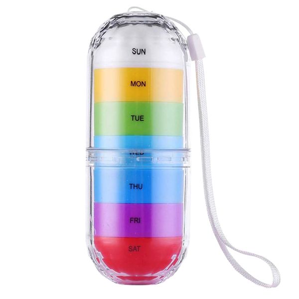 Portable Waterproof Weekly 7 Day Pill Box - Colorful