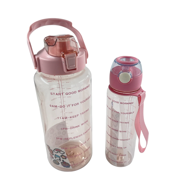 2 Pack Motivational Water Bottle - 2 L + 700 ml Set