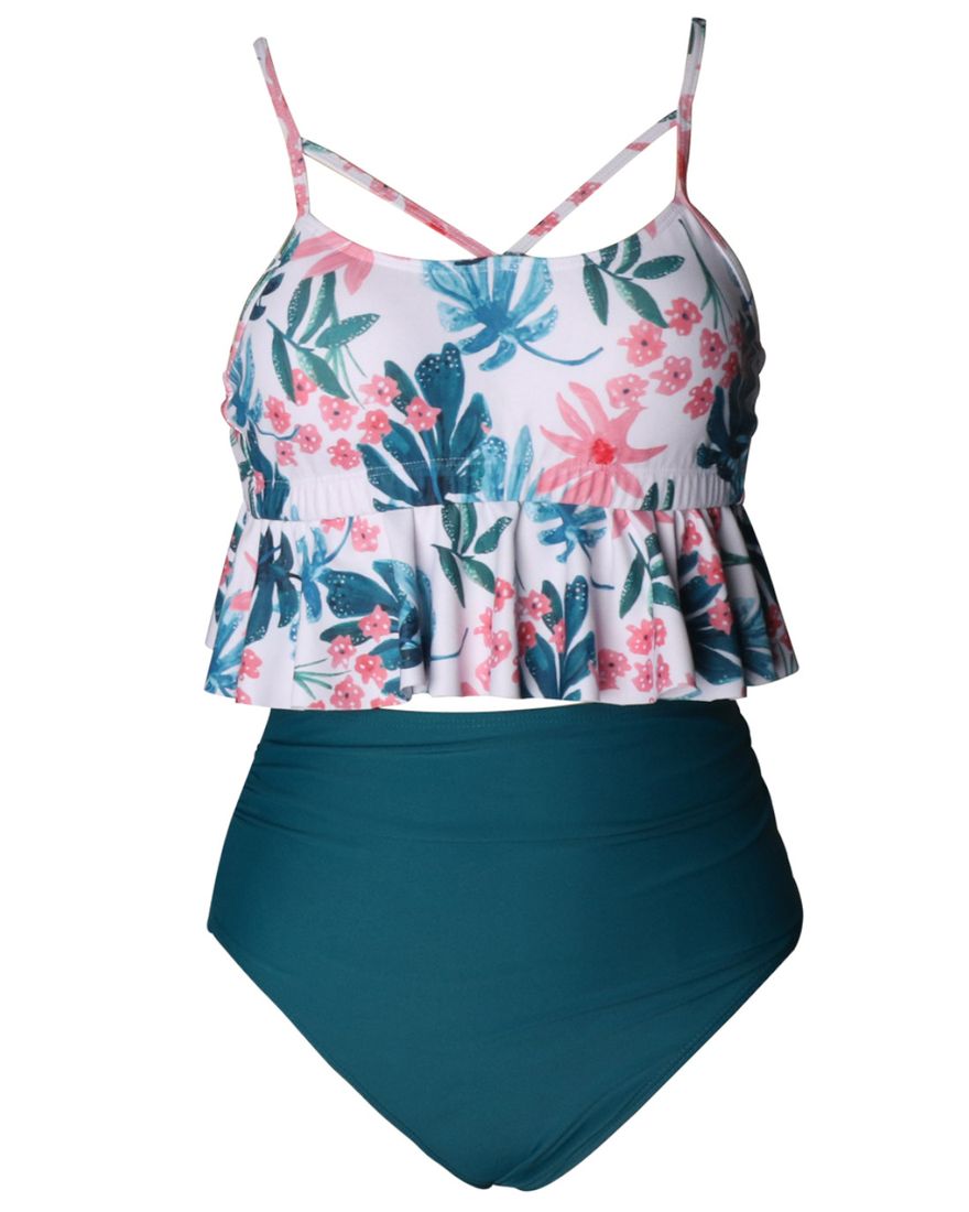 Olive Tree - Ladies Ruffled Flounce Bikini Swimsuit - Green | Buy ...