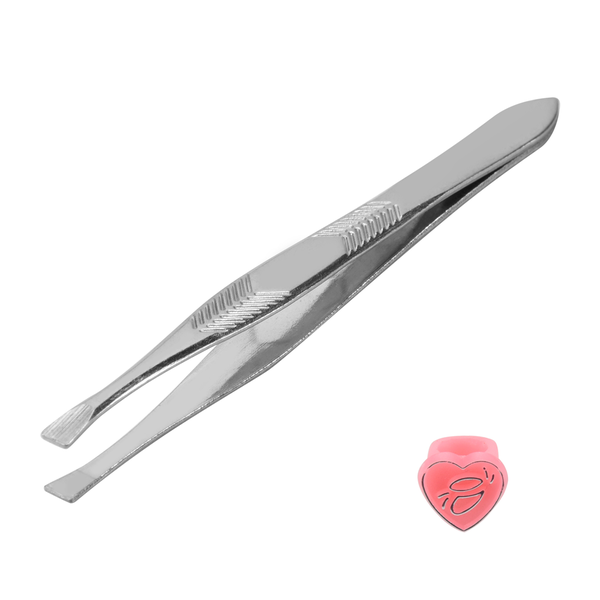 Silver Tone Stainless Steel 3.5" Length Tweezer for Eyebrow