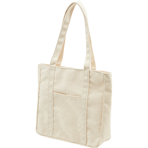 Compact Canvas Daily Carry Tote Bag - Black