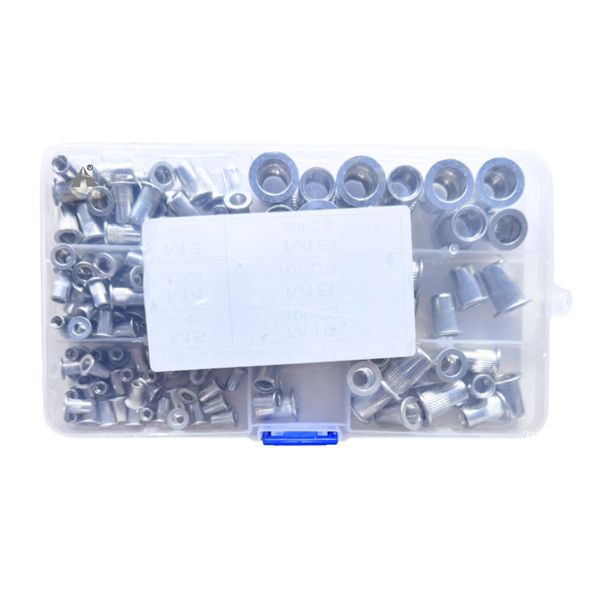 ALANES 165 Pieces M3-M10 Aluminum Rivet Nuts Kit Threaded Inserts Flat Head