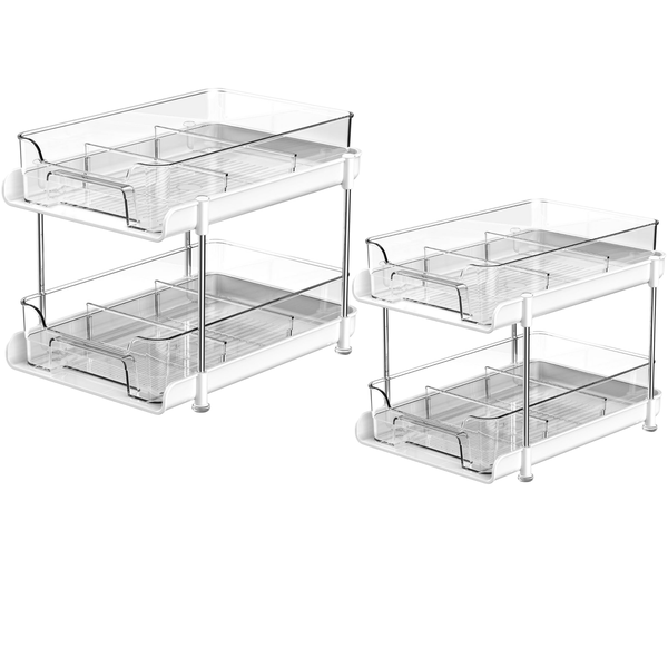 2 Sets Of 2-Tier Multi-Purpose Bathroom Under Sink Organiser and Storage