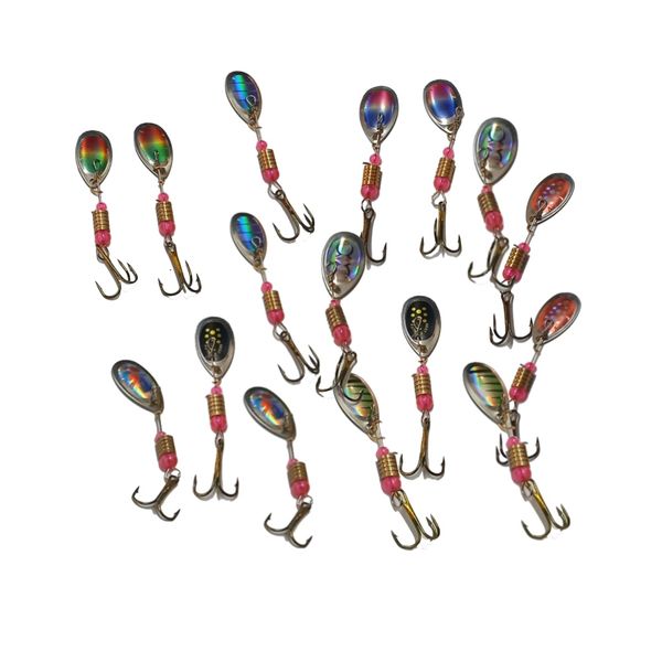 Campingping Multi-Colour Fishing Metal Spinner Baits 16pc (7cm) - Special