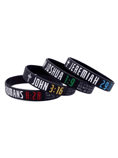 4-Piece Bible Inspired Silicone Bracelet Set