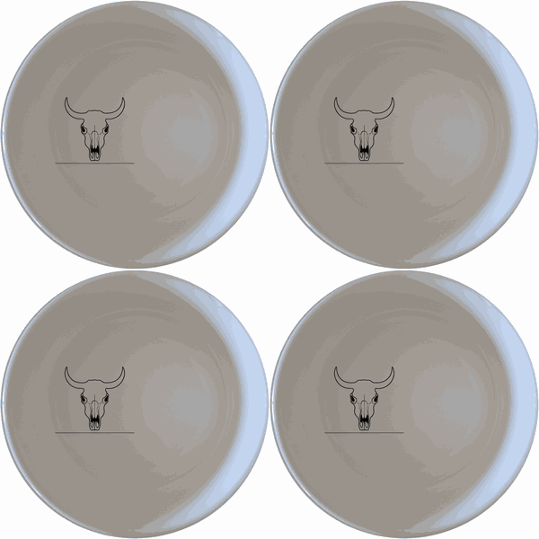 Front Facing Cow Skull Bowl Set of 4 - Range 3