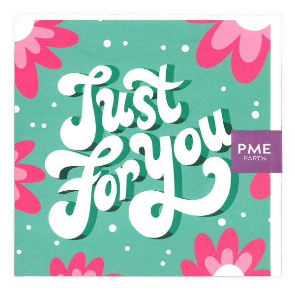 PME Greetings Cards with Envelope for Cakes - Just For You Flowers Green