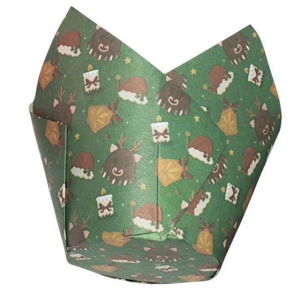50 Piece - Christmas Cupcake Liners - Festive Green Holiday Baking Cups
