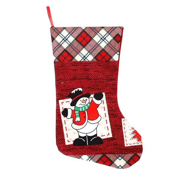 Christmas Stockings, Plaid Cuff Design Fireplace Christmas, Snowman