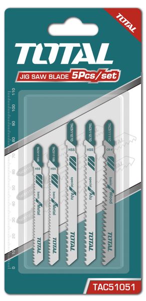 Total Tools Jig Saw Blades For Wood, Metal, Aluminium 5Pcs/Set