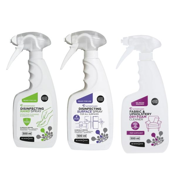 Asteripharm Hand, Suface and Upholstery Disinfectant 500ml Mix pack