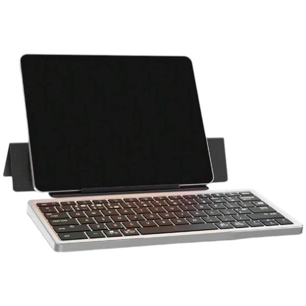 JOMAA - Portable Wireless Keyboard With Foldable Stand - Black &amp; Silver