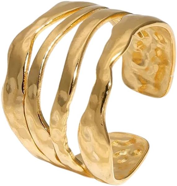 Adjustable Ring - Stainless Steel Gold Plated Jewelry for Sensitive Skin