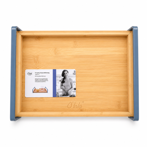 O'lala Design Premium Bamboo Serving Tray with Handles