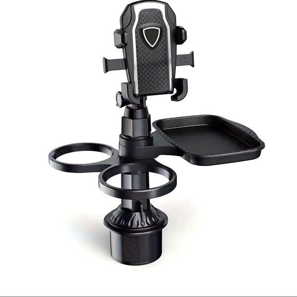 Car Phone Mount with Cup Holder, Food Tray &amp; Storage - Adjustable