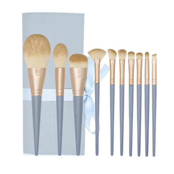 10Piece Blue Makeup Brushes Set Blush Eyeshadow Nylon Make Up Brushes