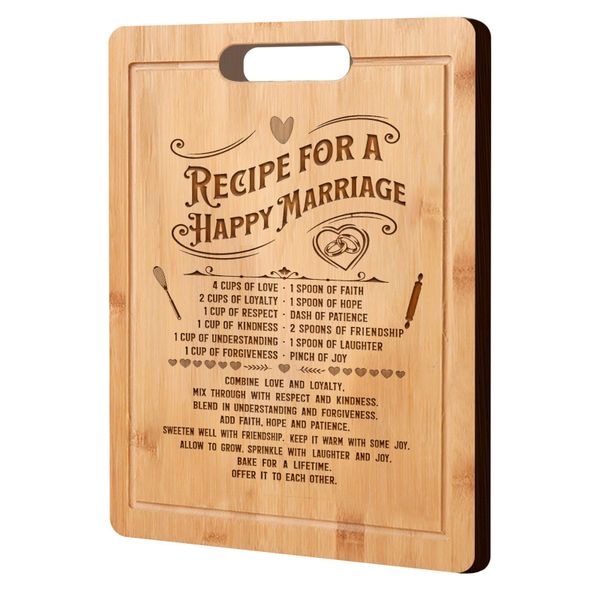 Bamboo Cutting Board for Kitchen Laser Engraved Wedding Gifts for Couples