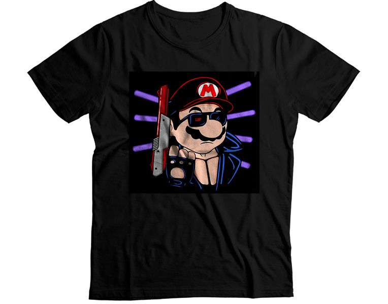 Mario Terminator Red Neon Sunglasses Graphic T-Shirt
