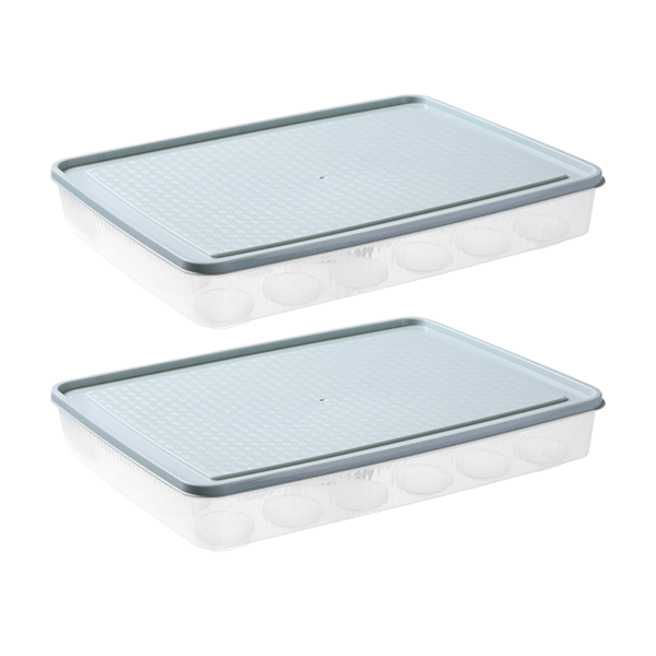Plastic Refrigerator Egg Trays Stackable Egg Storage Box - 24 Slots - 2-Piece