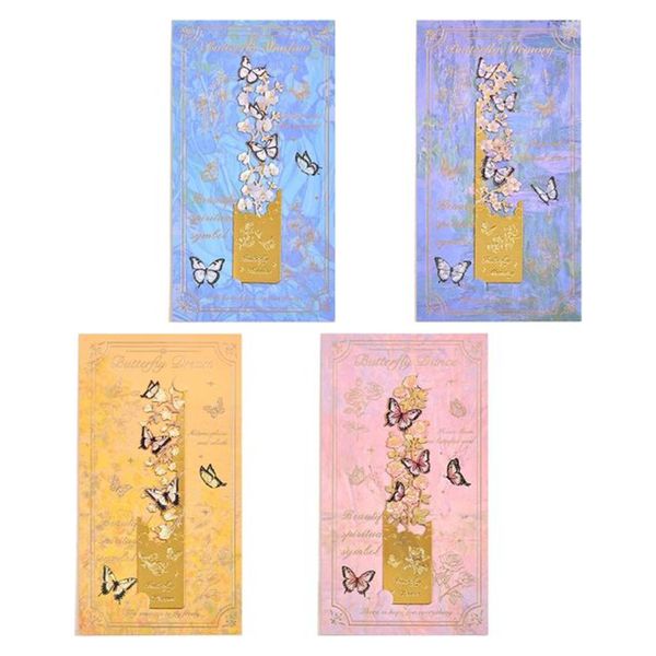 4 Piece Metal Bookmarks, Butterfly Flower Theme Pretty Cute Book Marks