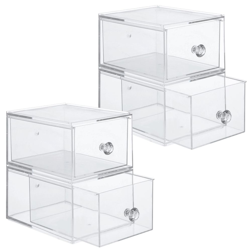 Styleberry Acrylic Stackable Cosmetic Organiser Drawers - 4 Pack