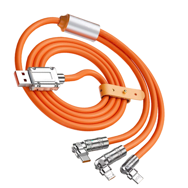 3-in-1 Data Cable,120w 1.2m Lightning, Micro USB, Type-C, Rotary Interface