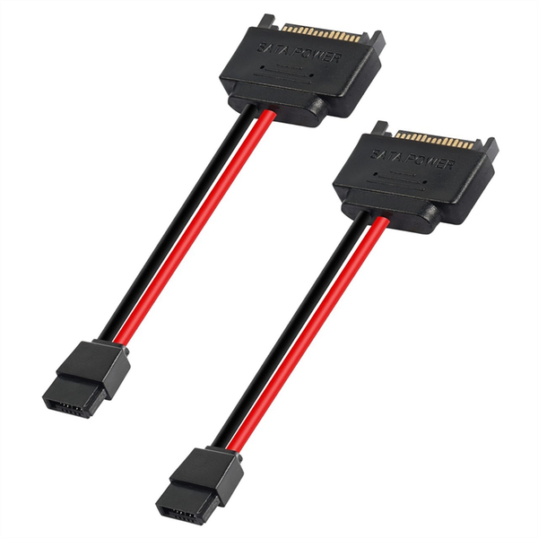 2Pcs SATA 15Pin Male To 6Pin SATA Cable