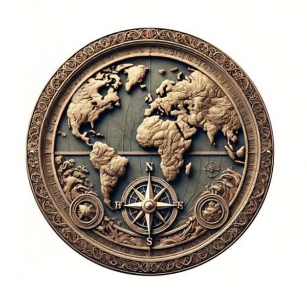 World Atlas Metal Sign - 20cm