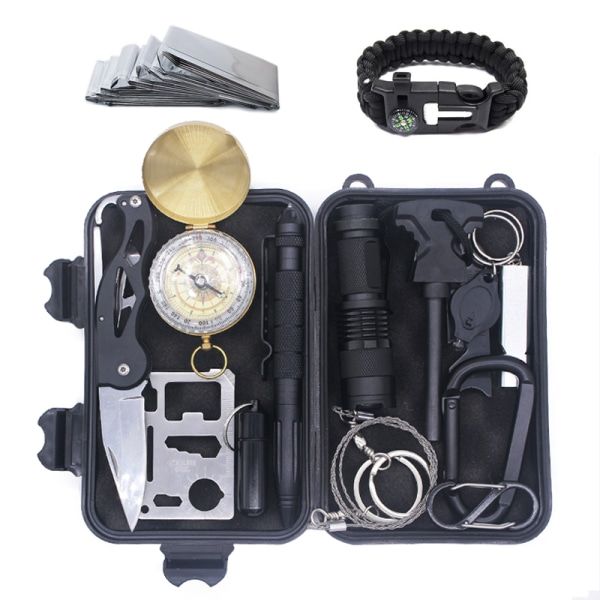 Optic 15 in 1 Tactical Outdoor Gear Camping Emergency Survival Kit Black
