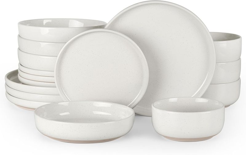 HOMGEM 16-Piece Plates and Bowls Set for 4