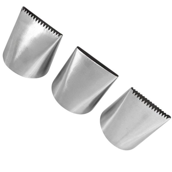 3 Piece - Large Stainless Steel Piping Nozzles With Serrated &amp; Smooth Edges